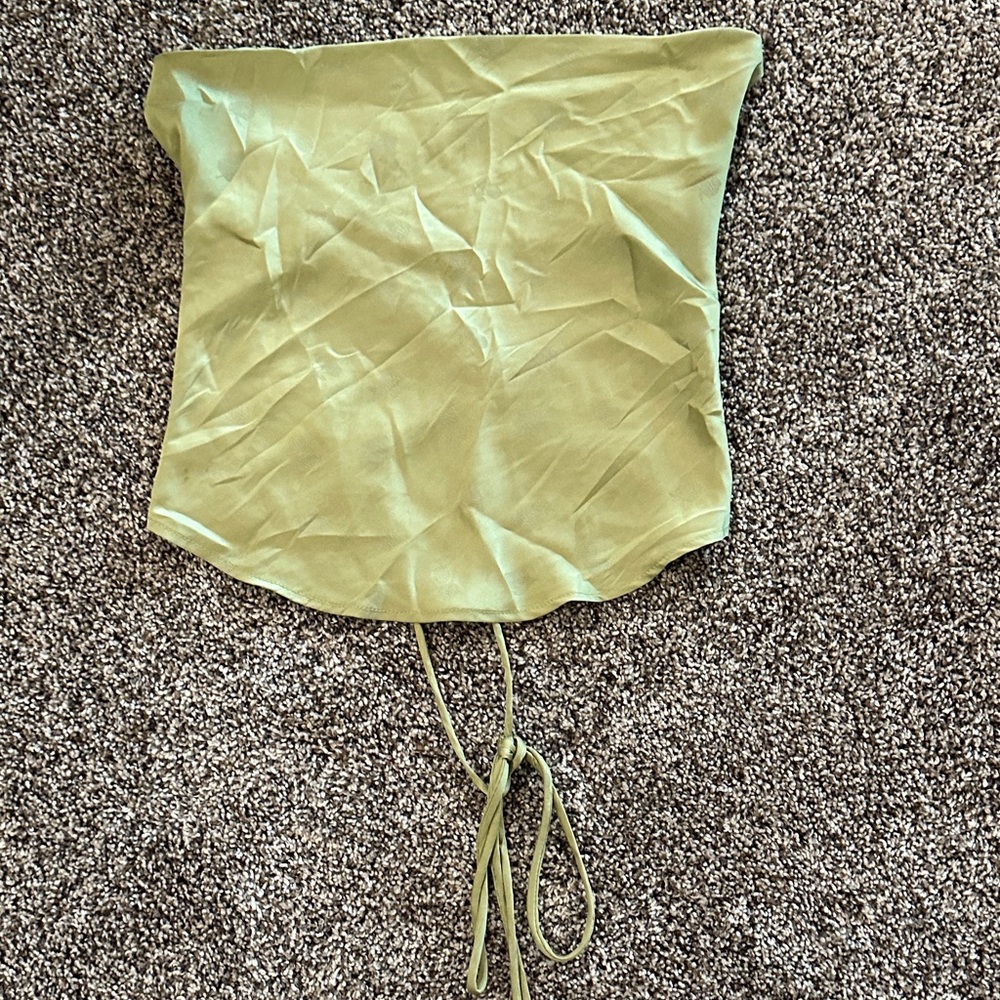 Green satin corset backed top